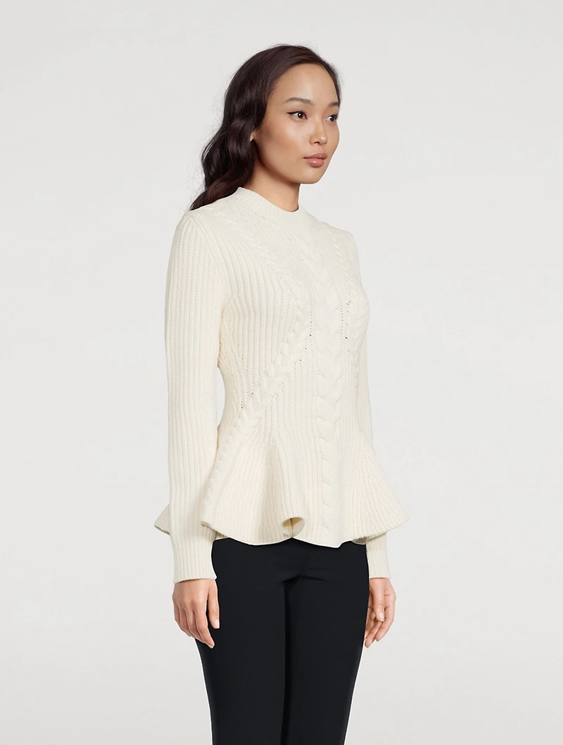Cable-Knit Peplum Sweater
