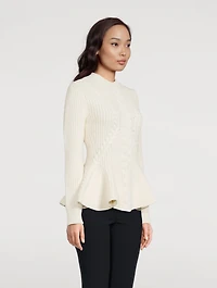 Cable-Knit Peplum Sweater