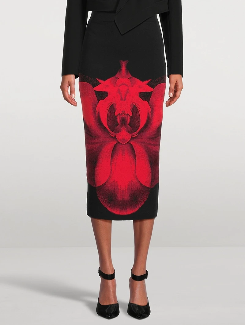 Pencil Skirt Ethereal Orchid Print