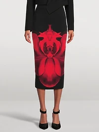 Pencil Skirt Ethereal Orchid Print