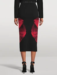 Pencil Skirt Ethereal Orchid Print