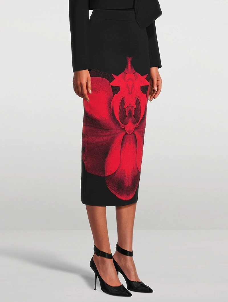 Pencil Skirt Ethereal Orchid Print