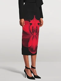 Pencil Skirt Ethereal Orchid Print