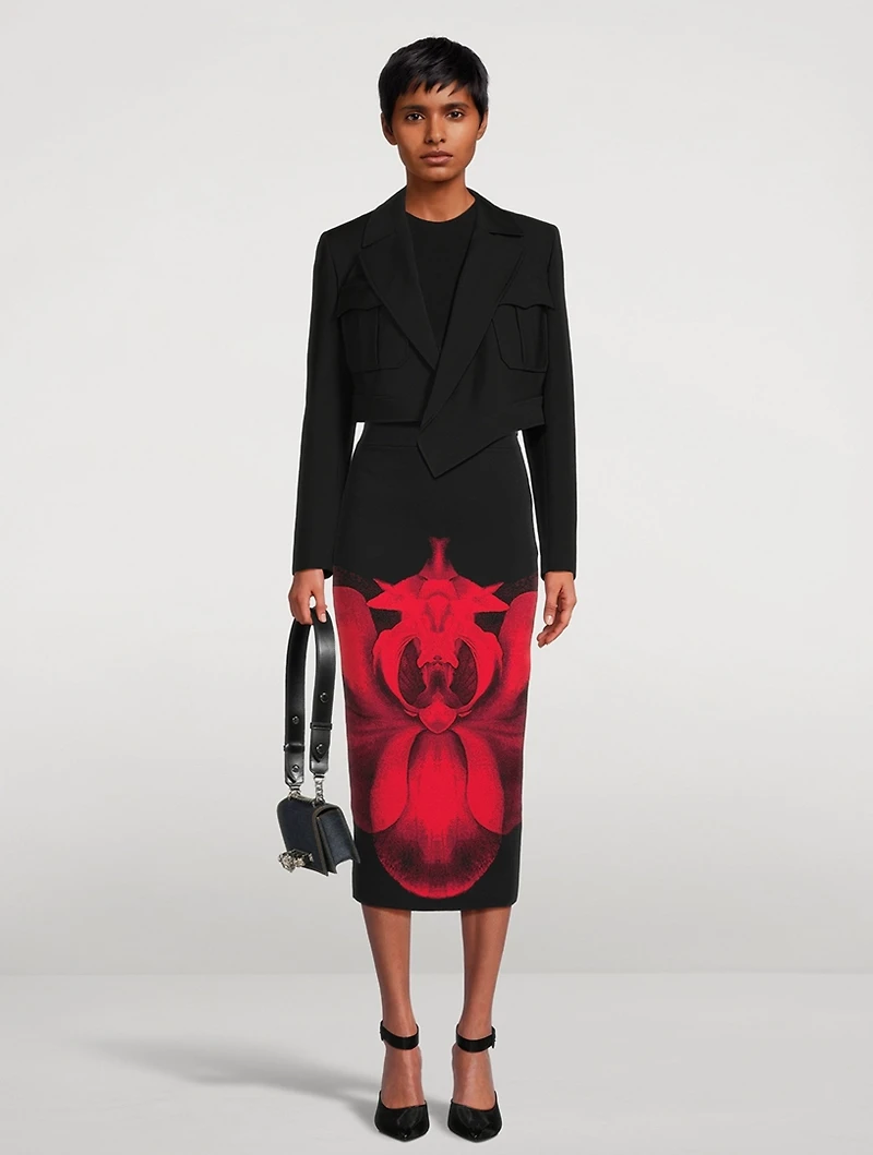 Pencil Skirt Ethereal Orchid Print