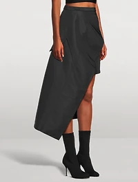 Asymmetric Faille Midi Skirt