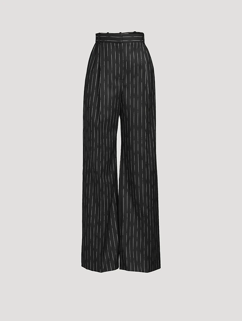 Wide-Leg Trousers Broken Stripe Print