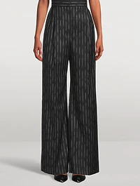 Wide-Leg Trousers Broken Stripe Print