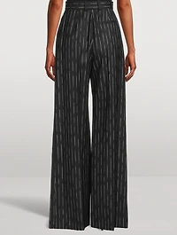 Wide-Leg Trousers Broken Stripe Print