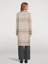 Double-Breasted Wool And Cashmere Coat Plaid Print