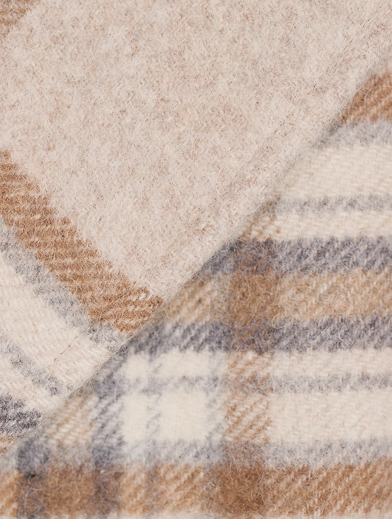 Double-Breasted Wool And Cashmere Coat Plaid Print