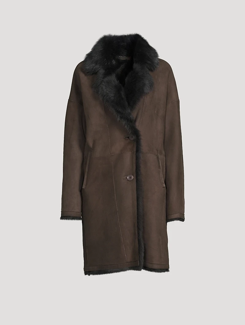 August Reversible Shearling Suede Coat