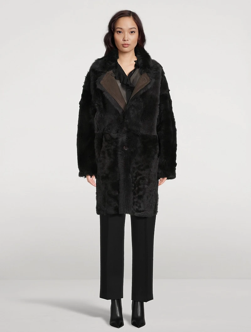 August Reversible Shearling Suede Coat