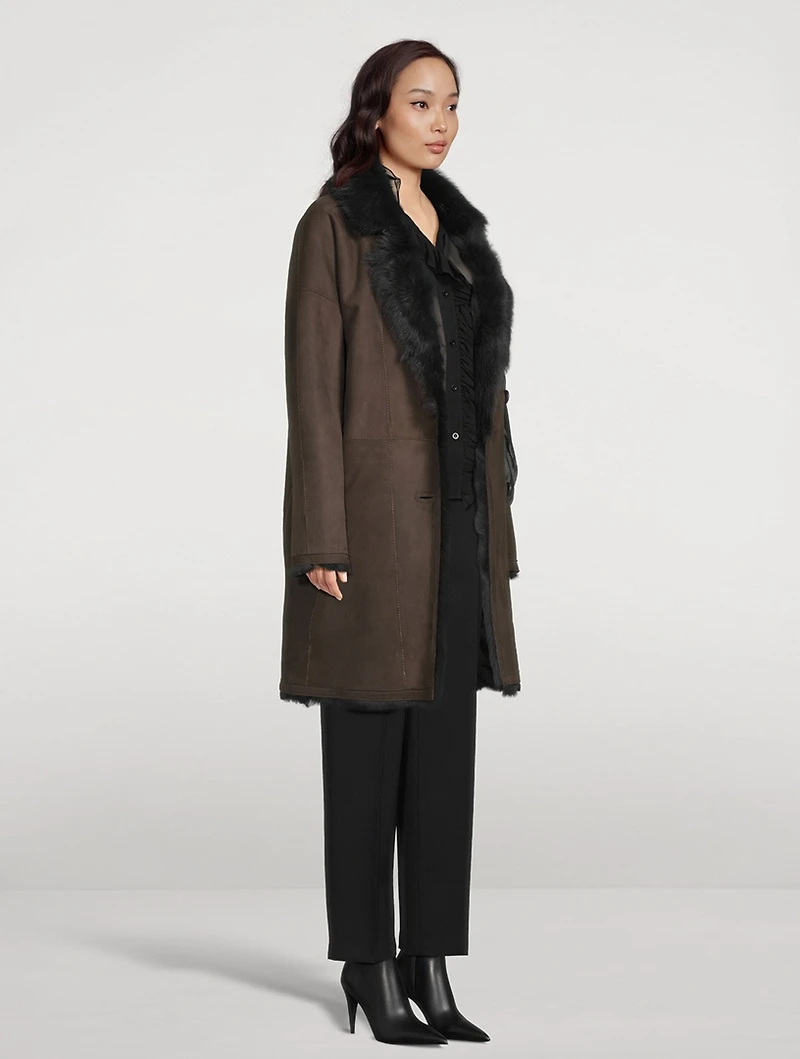 August Reversible Shearling Suede Coat