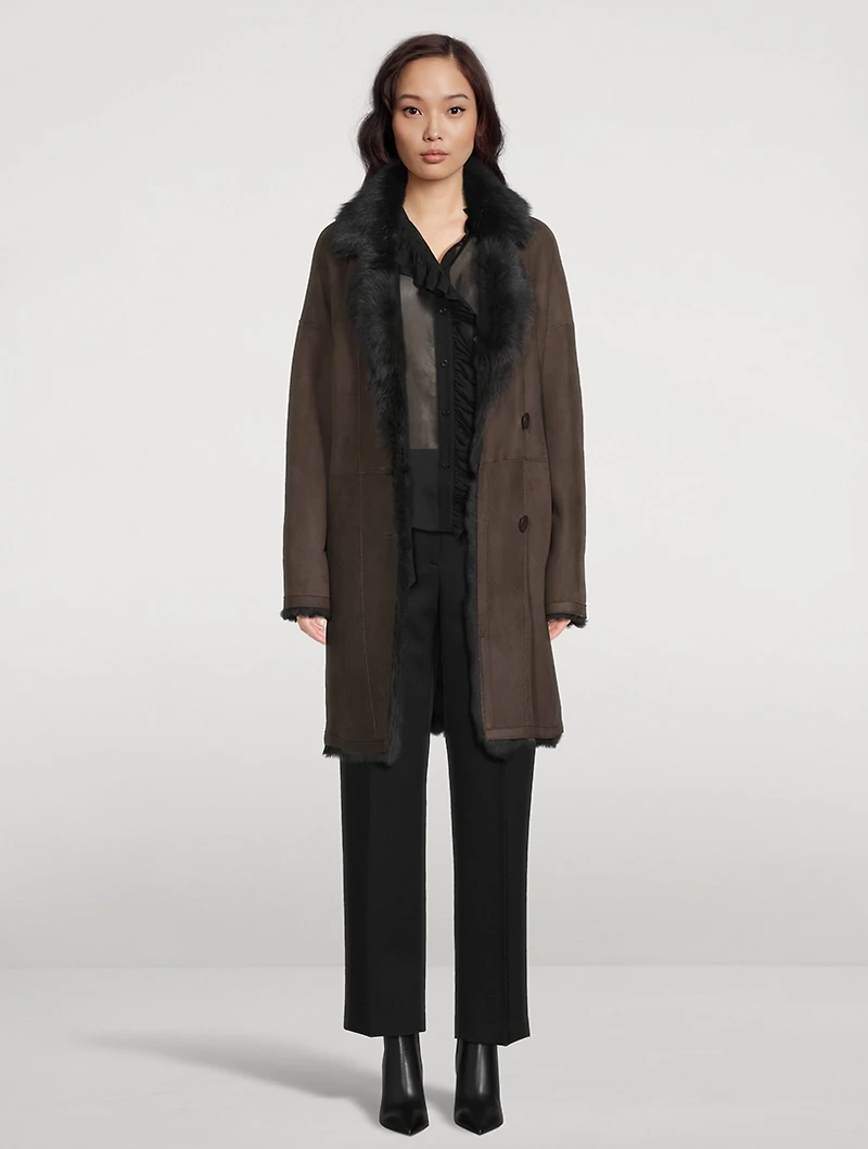 August Reversible Shearling Suede Coat