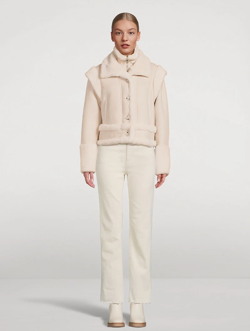 Gravity Convertible Shearling-Trimmed Leather Jacket