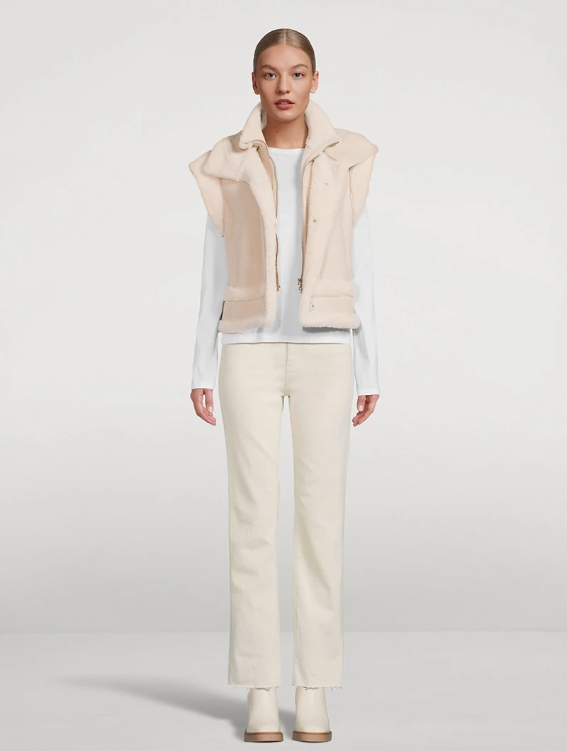 Gravity Convertible Shearling-Trimmed Leather Jacket