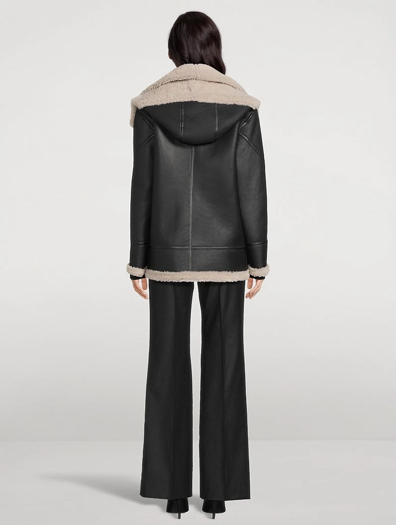 Martina Shearling-Trimmed Leather Moto Jacket