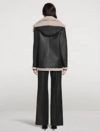 Martina Shearling-Trimmed Leather Moto Jacket