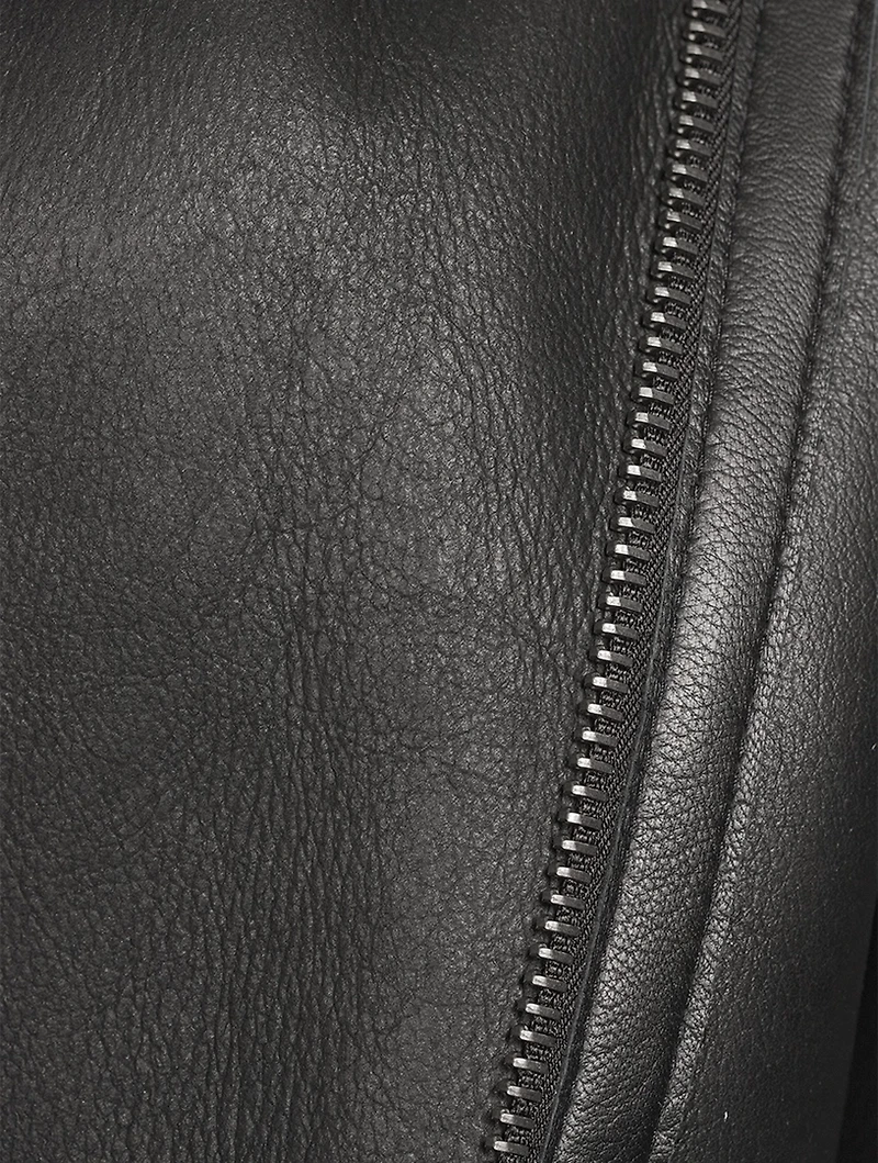 Martina Shearling-Trimmed Leather Moto Jacket