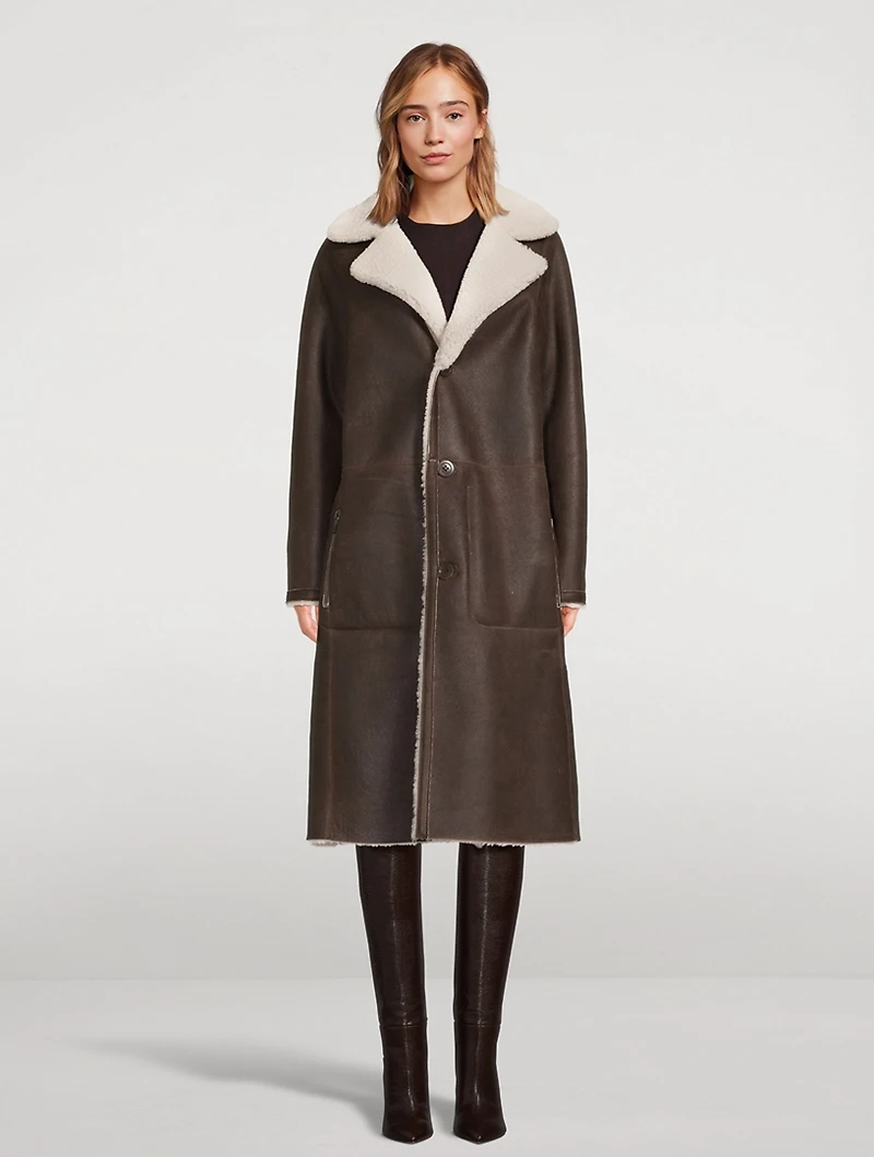 Zira Reversible Leather Shearling Coat