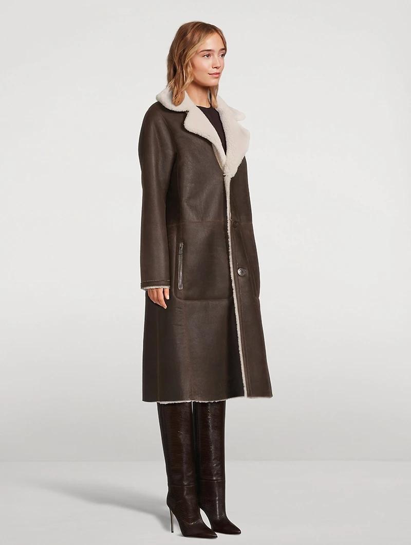 Zira Reversible Leather Shearling Coat