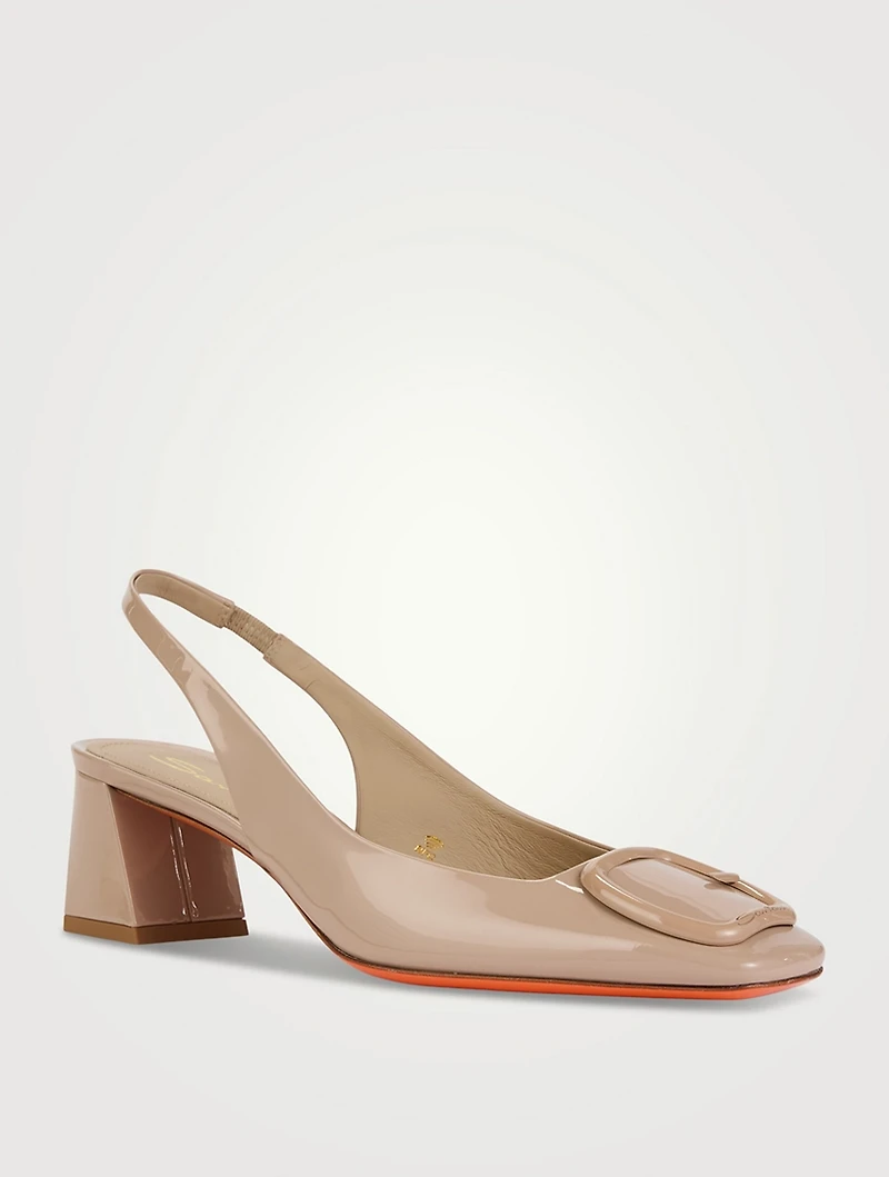 Lemon Patent Leather Slingback Pumps