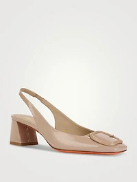 Lemon Patent Leather Slingback Pumps
