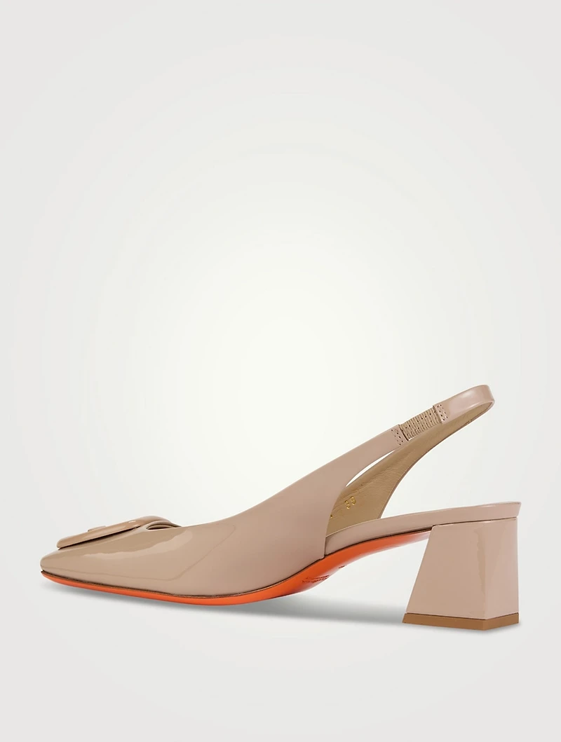Lemon Patent Leather Slingback Pumps
