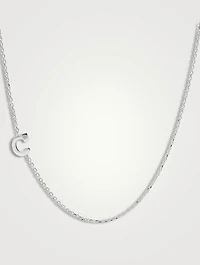 Love Letter 14K White Gold C Initial Pavé Diamond Necklace