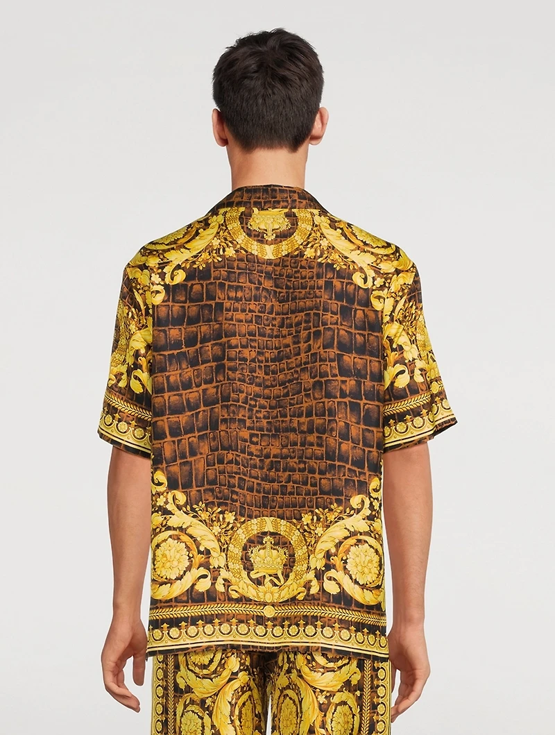 Baroccodile Silk Short-Sleeve Shirt