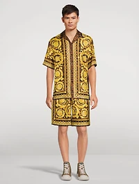 Baroccodile Silk Short-Sleeve Shirt