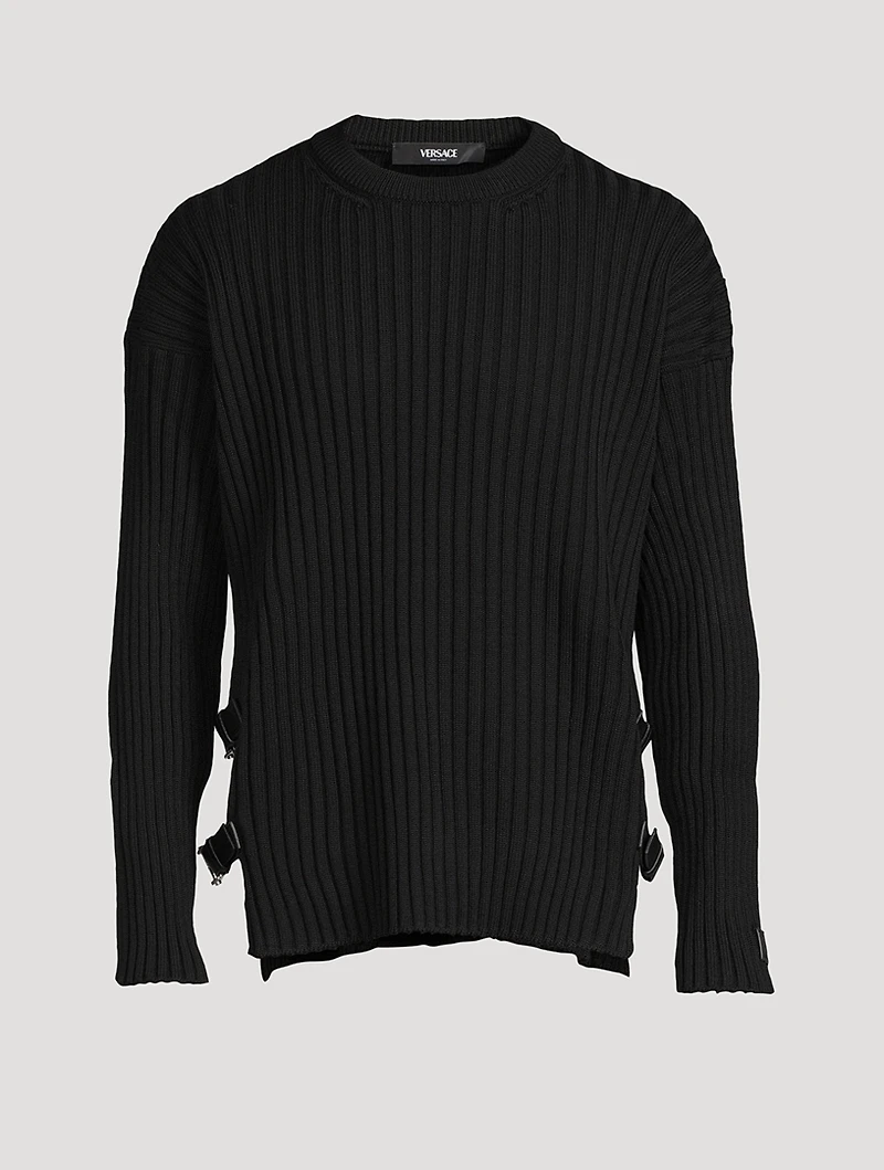 Wool Sweater With Leather Buckles