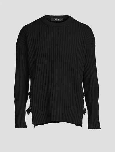 Wool Sweater With Leather Buckles