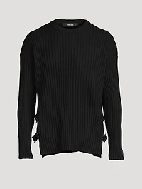 Wool Sweater With Leather Buckles