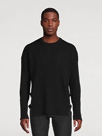 Wool Sweater With Leather Buckles