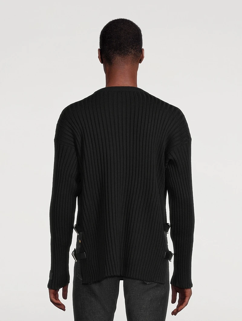 Wool Sweater With Leather Buckles
