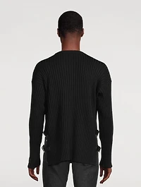 Wool Sweater With Leather Buckles