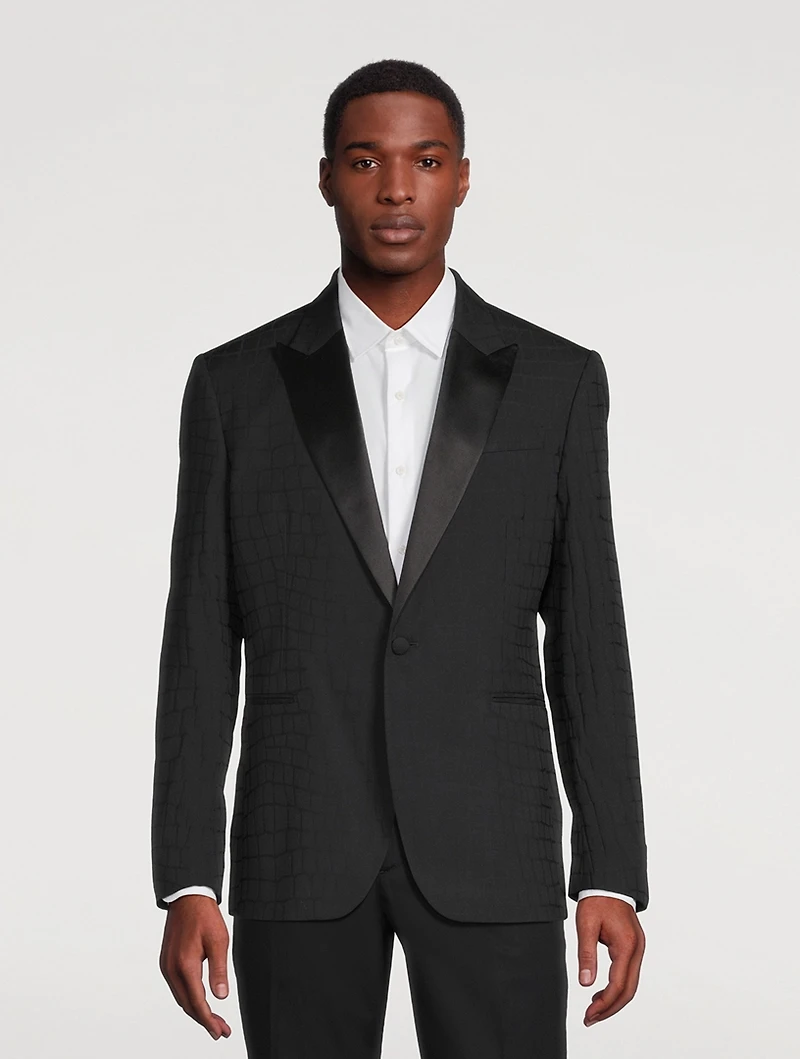 Croc-Effect Jacquard Jacket
