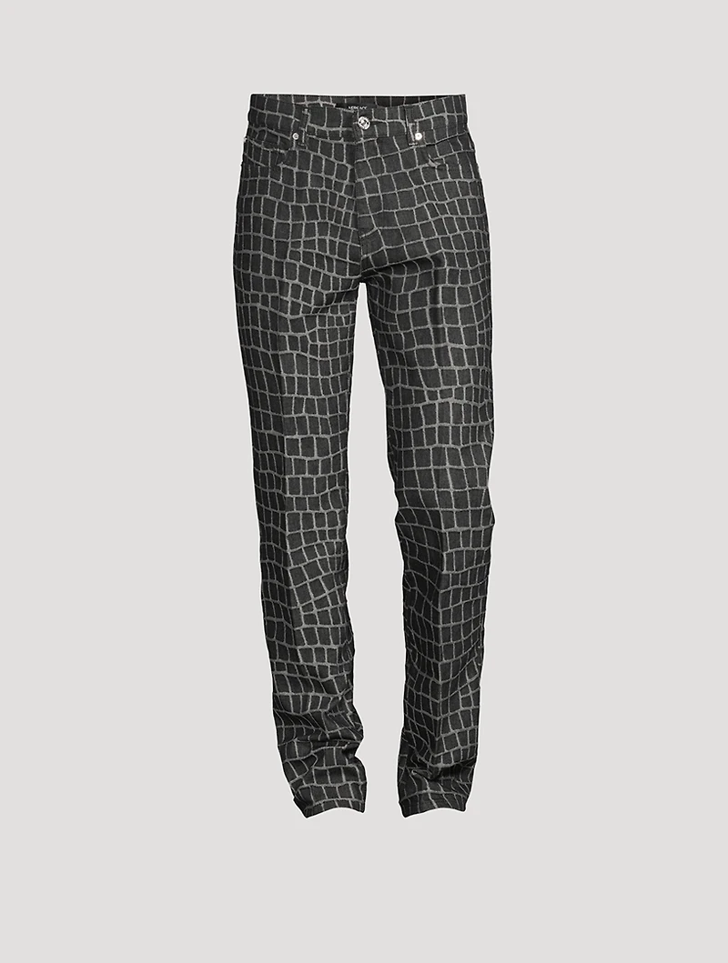 Croc Jacquard Straight-Leg Jeans