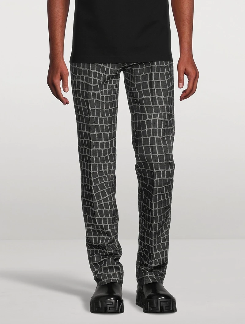Croc Jacquard Straight-Leg Jeans