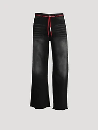 Wide-Leg Flared Jeans With Shoelace