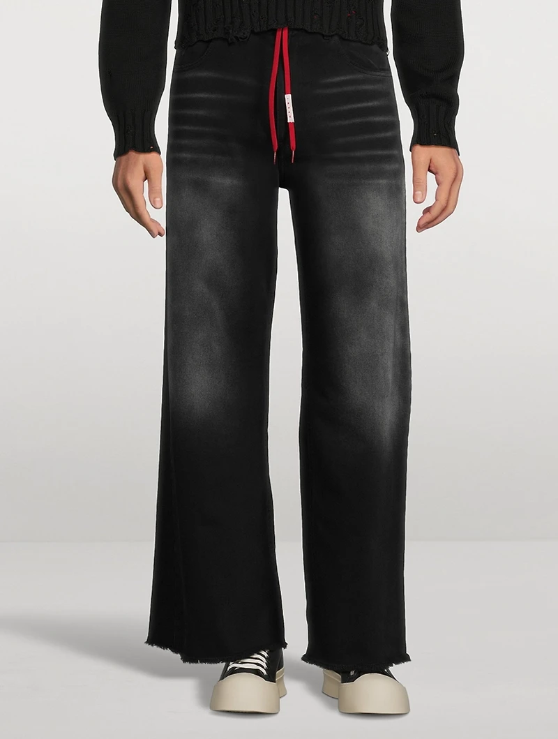 Wide-Leg Flared Jeans With Shoelace