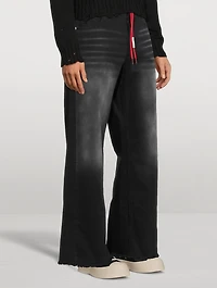 Wide-Leg Flared Jeans With Shoelace