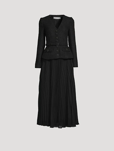 Bouclé Chiffon Midi Dress