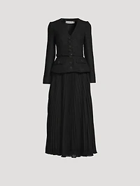 Bouclé Chiffon Midi Dress