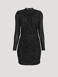 Rhinestone Mesh Mini Dress