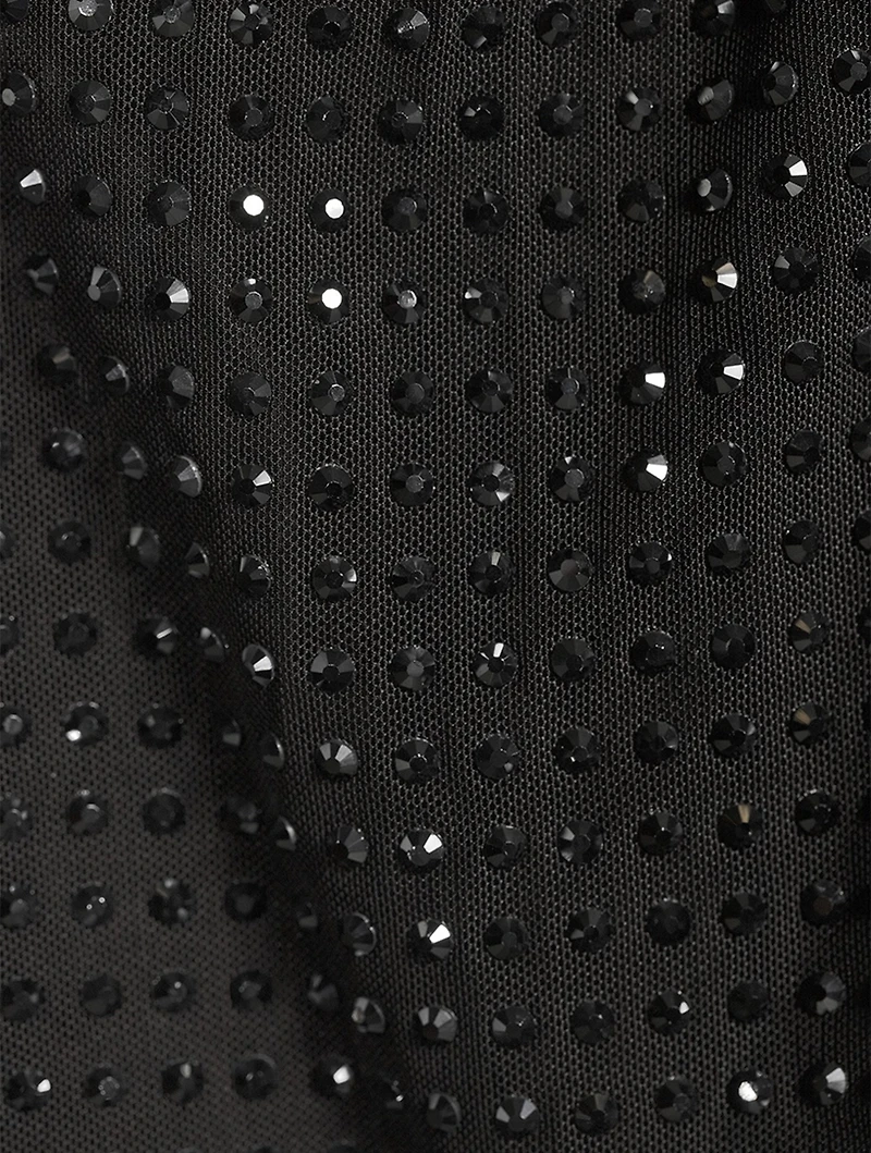 Rhinestone Mesh Mini Dress