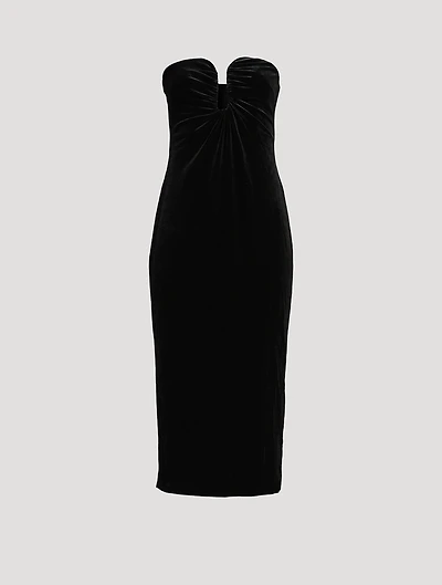 Velvet Strapless Midi Dress