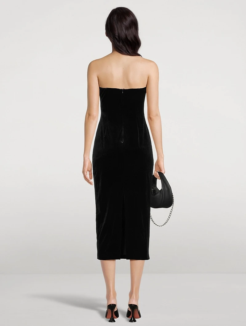 Velvet Strapless Midi Dress