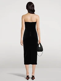 Velvet Strapless Midi Dress